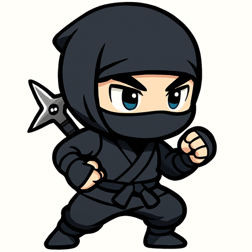 2d anime chibi style ninja hitam jepang.
In-Game asset.  2d.  High contrast.  No shadows