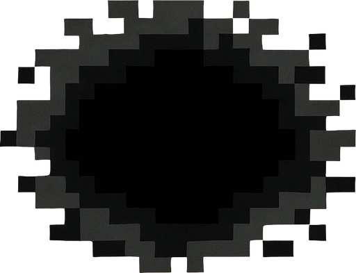 un agujero hecho con pixeles.
In-Game asset.  2d.  High contrast.  No shadows