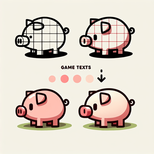 pig.
Single Game Texture. In-Game asset. 2d. Blank background. High contrast. No shadows.