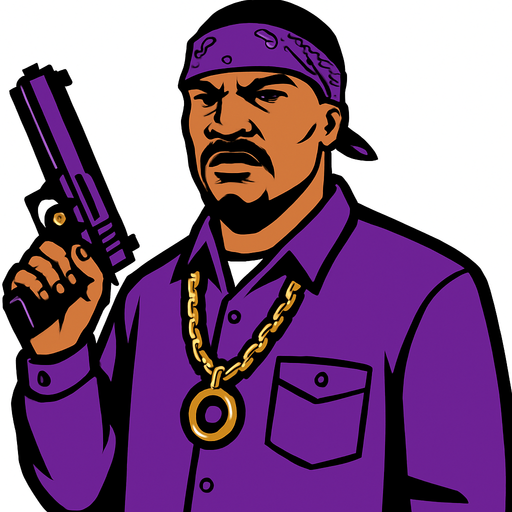 Ballas üyesi gang.
In-Game asset.  2d.  High contrast.  No shadows