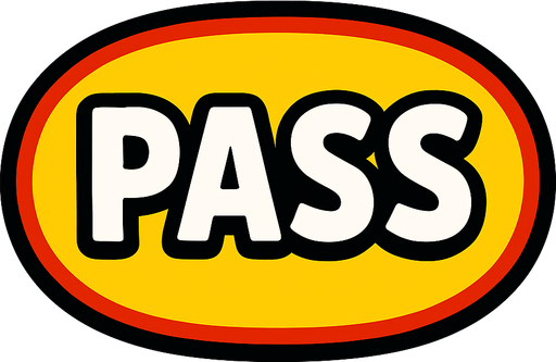 A button that says pass.
In-Game asset.  2d.  High contrast.  No shadows