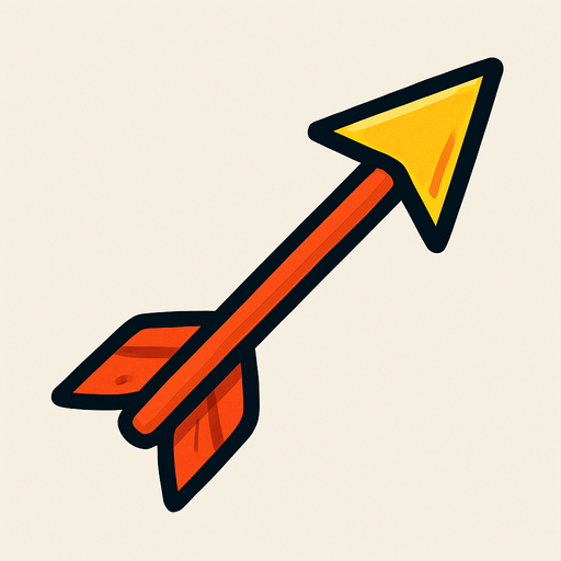 single arrow image.
In-Game asset.  2d.  High contrast.  No shadows