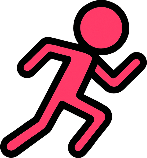 Un stickman con una posición de corredor.
In-Game asset.  2d.  High contrast.  No shadows