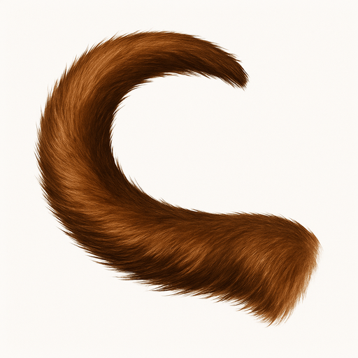 A realistic brown dog tail.
In-Game asset.  2d.  High contrast.  No shadows
