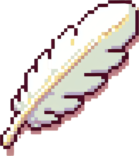 snes white feather.
Single Game Texture.  In-Game asset.  2d.  Blank background.  High contrast.  No shadows
