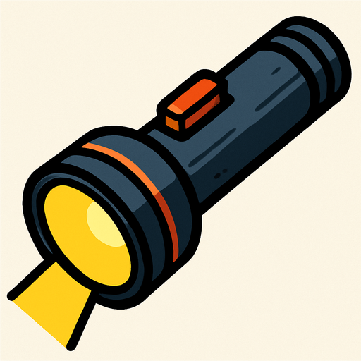 Lampe torche.
In-Game asset.  2d.  High contrast.  No shadows