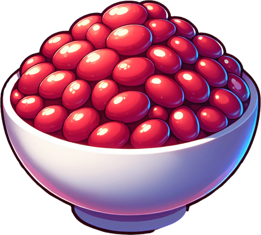 red bean, shiny anime, pile no cup

Single Game Texture. In-Game asset. 2d. Blank background. High contrast. No shadows.