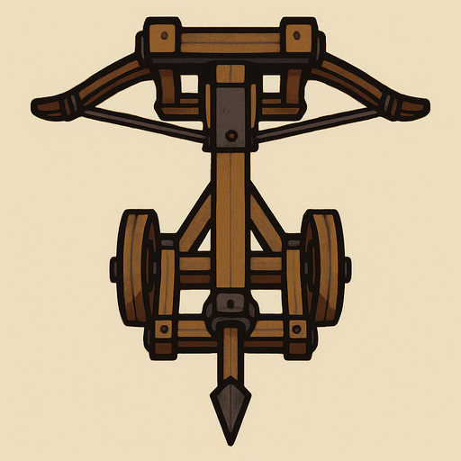 vertical top down balista medieval.
In-Game asset.  2d.  High contrast.  No shadows