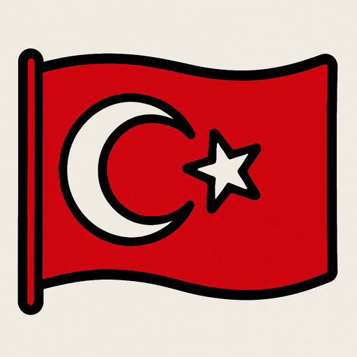 Türkiye bayrağı.
In-Game asset.  2d.  High contrast.  No shadows