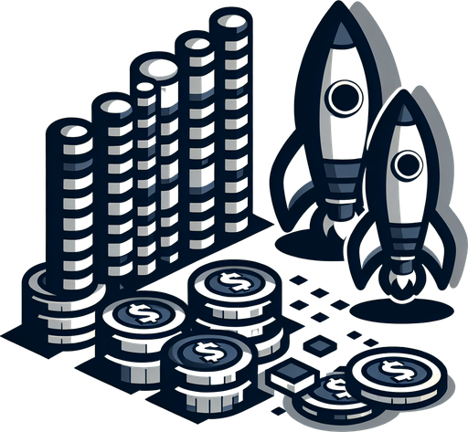 Coins

Rockets.
Single Game Texture. In-Game asset. 2d. Blank background. High contrast. No shadows.