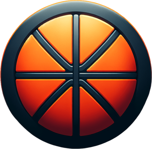 turuncu bi top etrafında siyah  dairesini taömlıyen basketboll topu.
Single Game Texture. In-Game asset. 2d. Blank background. High contrast. No shadows.