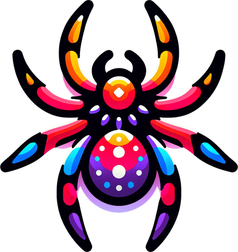 colored spider.
Single Game Texture.  In-Game asset.  2d.  Blank background.  High contrast.  No shadows