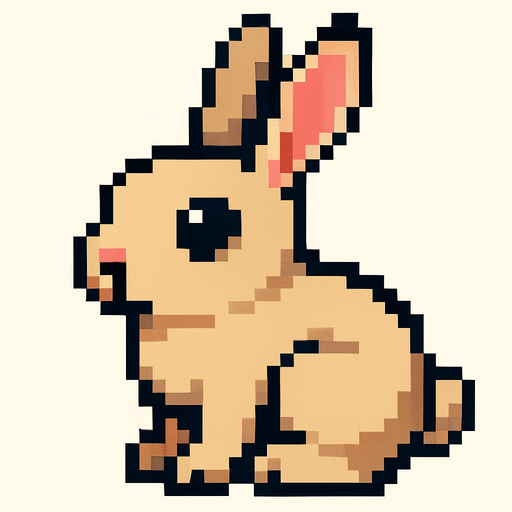 Pixel Rabbit.
In-Game asset.  2d.  High contrast.  No shadows