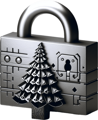 eerie christmas inspired tree lock with a resident evil style.
Single Game Texture. In-Game asset. 2d. Blank background. High contrast. No shadows.