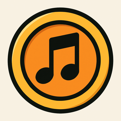 MÜZİK NOTASI ŞEKLİNDE BİR COİN TARZI BİR ŞEY.
In-Game asset.  2d.  High contrast.  No shadows