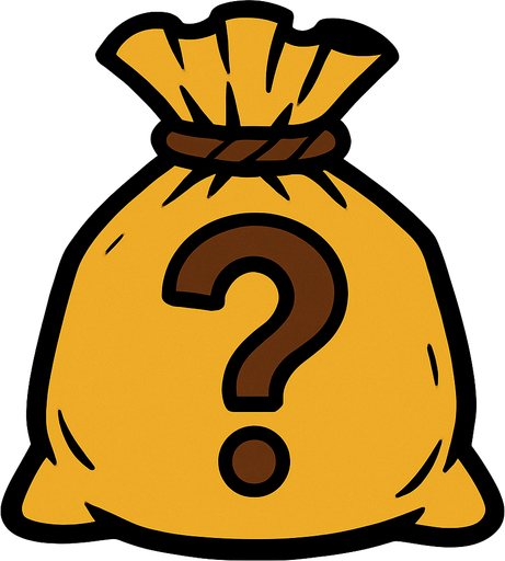 soru işareti olan bir torba.
In-Game asset.  2d.  High contrast.  No shadows