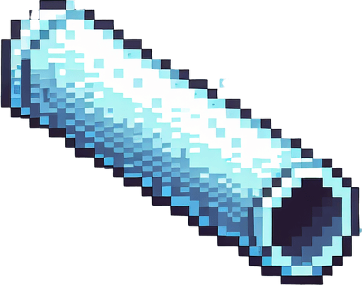 frosty tube. pixelated. 8 bit. Single Game Texture. In-Game asset. 2d. Blank background. High contrast. No shadows.