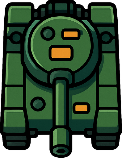 Tepeden bakış tank.
In-Game asset.  2d.  High contrast.  No shadows