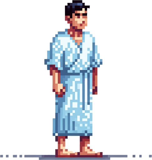 a sprite of a male person in a hospital gown.
a 2d sprite of a male person in a hospital gown