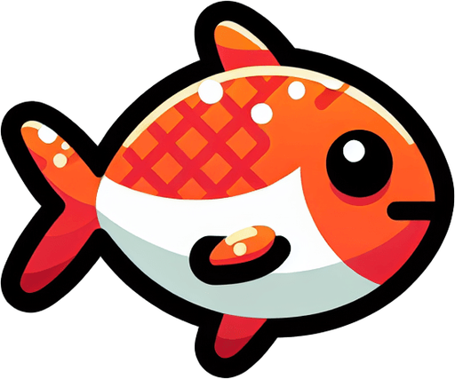 Fish, cartoon
Single Game Texture. In-Game asset. 2d. Blank background. High contrast. No shadows.