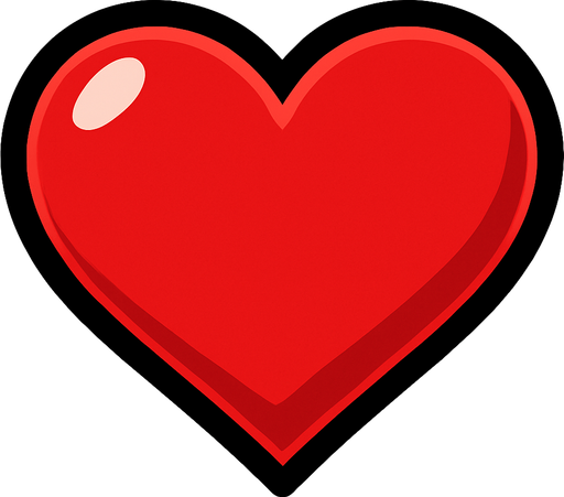 Kırmızı kalp.
In-Game asset.  2d.  High contrast.  No shadows