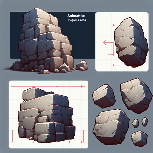 A animated image of a stone boulder.
Single Game Texture. In-Game asset. 2d. Blank background. High contrast. No shadows.