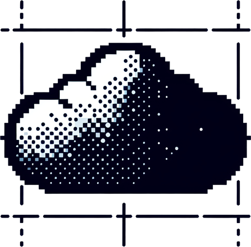 cloud. Dot picture. Single Game Texture. In-Game asset. 2d. Blank background. High contrast. No shadows.