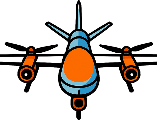Overwiev of unmanned aircraft coming to us.
2d.  High contrast.  No shadows