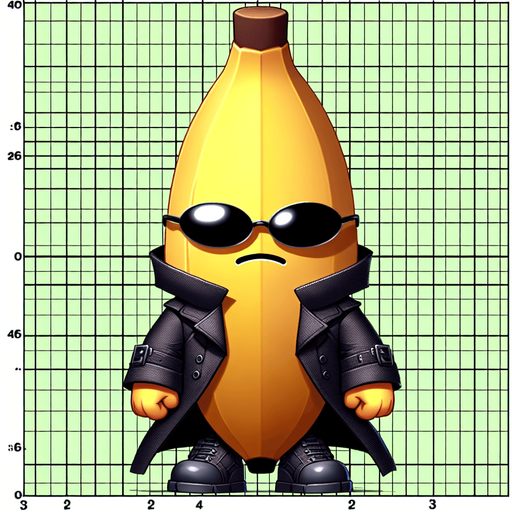 video game cute banana Pokémon with Matrix-like black glasses and a trench coat, oversized head occupying most of its body, standing on two tiny chubby feet at the bottom, tiny adorable creature with a cute angry expression, looking straight ahead, facing the camera directly. 2D flat vector illustration.
Single Game Texture. In-Game asset. 2d. Blank background. High contrast. No shadows.