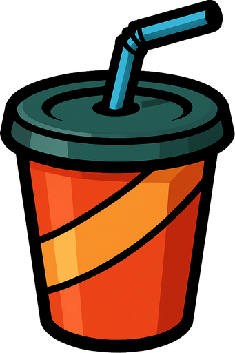 Cup with Straw.
In-Game asset.  2d.  High contrast.  No shadows