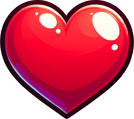 a red heart. cartoon.
Single Game Texture.  In-Game asset.  2d.  Blank background.  High contrast.  No shadows