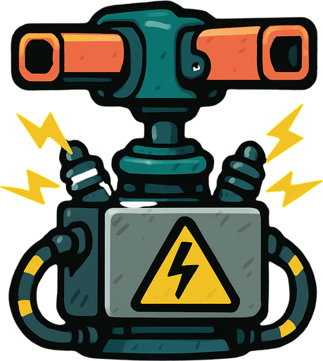 Electrical turret.
In-Game asset.  2d.  High contrast.  No shadows