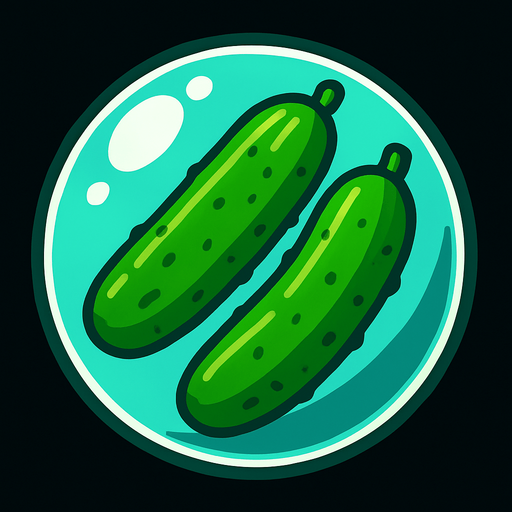 2 cucumbers inside a glass  bubble.
In-Game asset.  2d.  High contrast.  No shadows