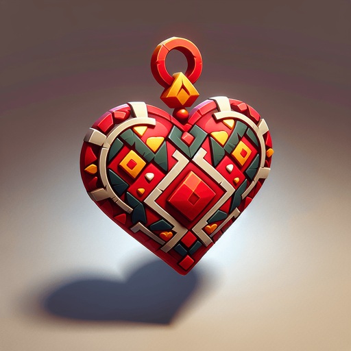 a heart christmas decoration. Single Game Texture. In-Game asset. 2d. Blank background. High contrast. No shadows.