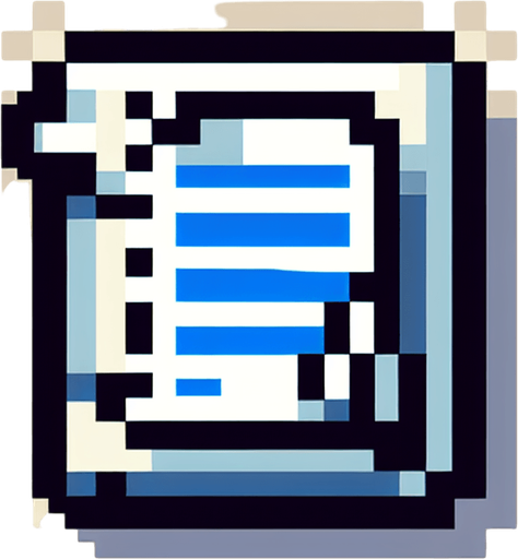 notepad word document file icon. pixelated. 8 bit..
Single Game Texture. In-Game asset. 2d. Blank background. High contrast. No shadows.