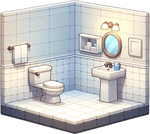 фон туалет.
Single Game Texture. In-Game asset. 2d. Blank background. High contrast. No shadows.