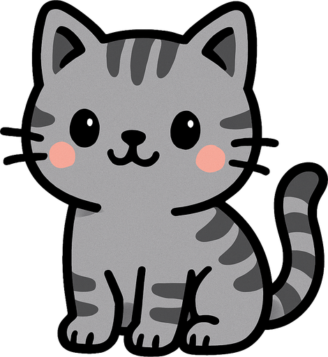 gri tatlı bir kedi.
In-Game asset.  2d.  High contrast.  No shadows