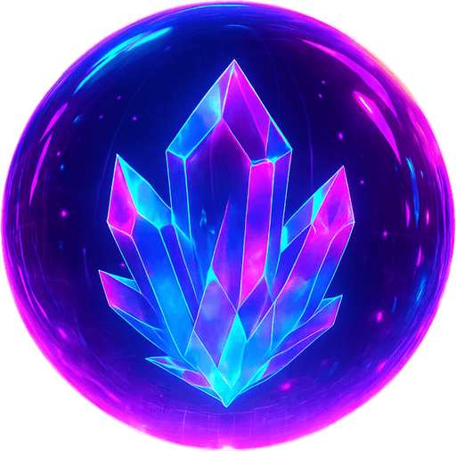 Neon cyberpunk 3d magical glowing crystal gemstone hologram orb sphere