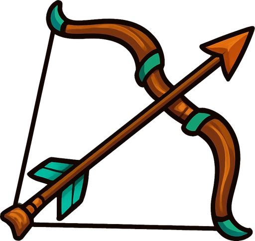 Bow with Arrow.
In-Game asset.  2d.  High contrast.  No shadows