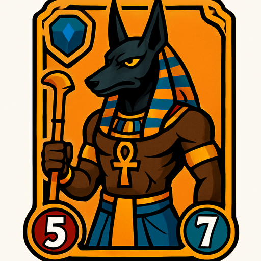 anubis god card.
In-Game asset.  2d.  High contrast.  No shadows
