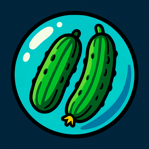 2 cucumbers inside a glass  bubble.
In-Game asset.  2d.  High contrast.  No shadows