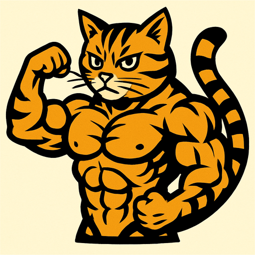 kaslı tekir kedisi.
In-Game asset.  2d.  High contrast.  No shadows