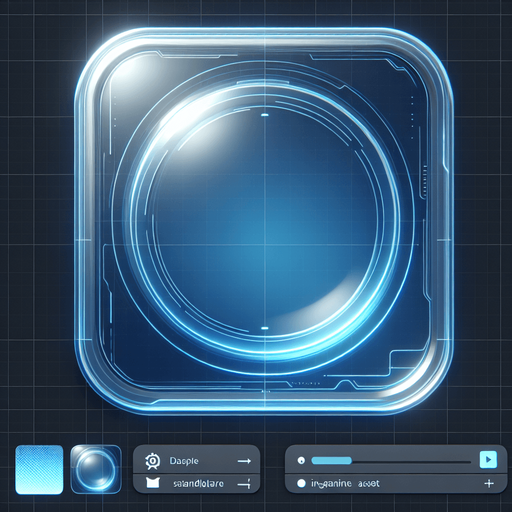 A 2D holographic UI board, viewed from the front, designed like a futuristic speech bubble. It has a flat, semi-transparent surface with a soft blue glow around its edges. The design is minimal and clean, incorporating a subtle holographic effect with smooth light accents, making it ideal for displaying text in a sleek, high-tech style.
Single Game Texture. In-Game asset. 2d. Blank background. High contrast. No shadows.