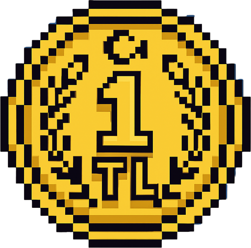 Turkish Lira 1 TL pixel drawing.
In-Game asset.  High contrast.  No shadows