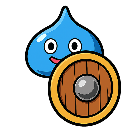 picture of a cute enemy slime monster wearing a shield infront of its face inspired by dragon quest and ragnarok online.
In-Game asset.  2d.  High contrast.  No shadows