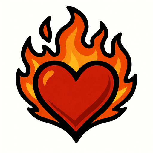 flame heart.
In-Game asset.  2d.  High contrast.  No shadows