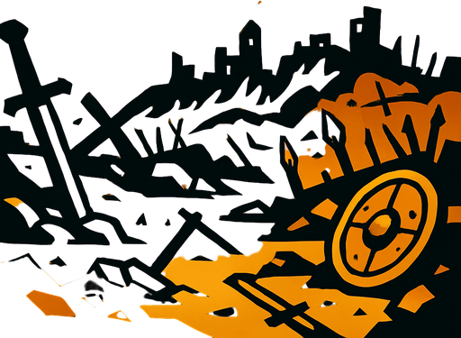 Savaş alanı.
In-Game asset.  2d.  High contrast.  No shadows