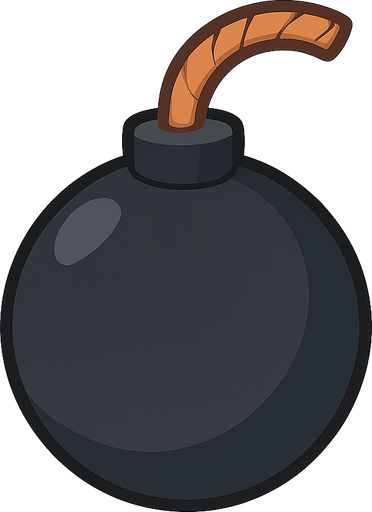 bomb. No background. Transparent background. Blank background. No shadows. 2d. In-Game asset. flat