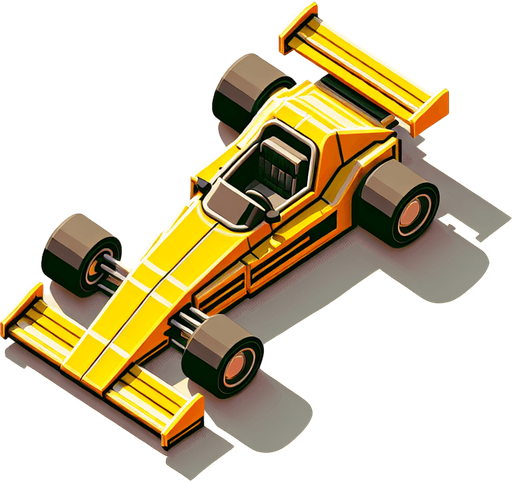 top down view of arcade racing car with the yellow color.
Single Game Texture.  In-Game asset.  2d.  Blank background.  High contrast.  No shadows