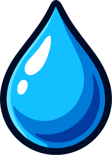 gota de agua.
In-Game asset.  2d.  High contrast.  No shadows